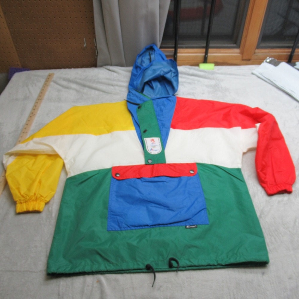 Albertville 1992 Olympics Jacket Men Medium K-Way Mix‎ Hood Anorak VTG RARE